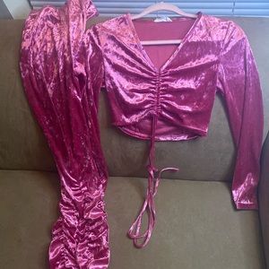 Shane Justin Pink Velvet 2 Piece Set